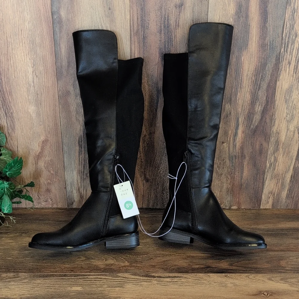 A New Day Black Over the Knee Women's Memory Foam Hope NWT Boots 8,5 M191